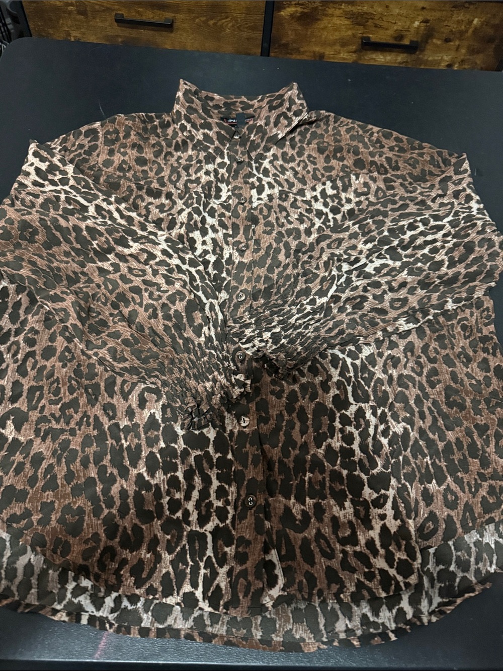 Johnny Was Brown Leopard-Print Button Shirt